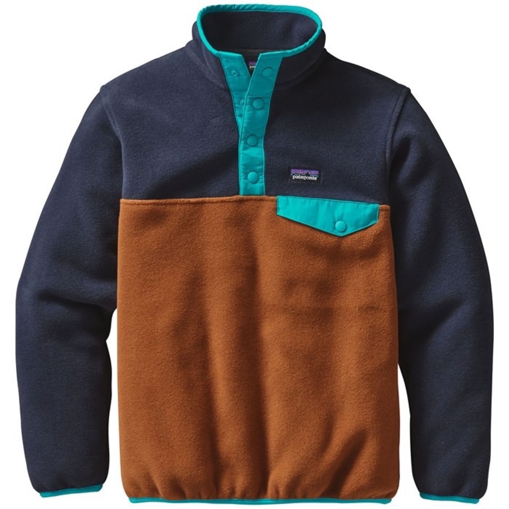 Patagonia Lightweight Synchilla Snap-T Pullover FleeceBoys Med10 RUST/Navy /Teal
